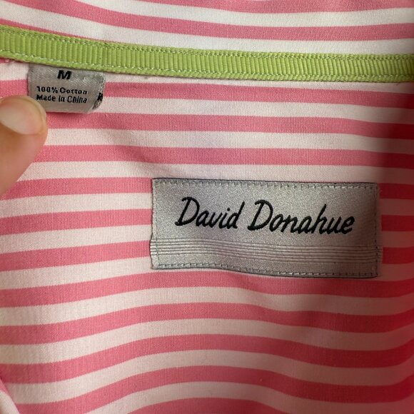 David Donahue Luxury Pink Stripe Cotton Shirt, Size M, Classic Fit - Picture 7 of 12